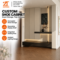 Meuble de rangement moderne pour entrée, armoire à chaussures personnalisée avec banquette organisée et présentoir décoratif pour couloir d'appartement