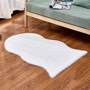 Alfombra de piel sintética blanca ovalada, tapete de felpa para sala de estar, dormitorio, decoración del hogar - Product Image 1