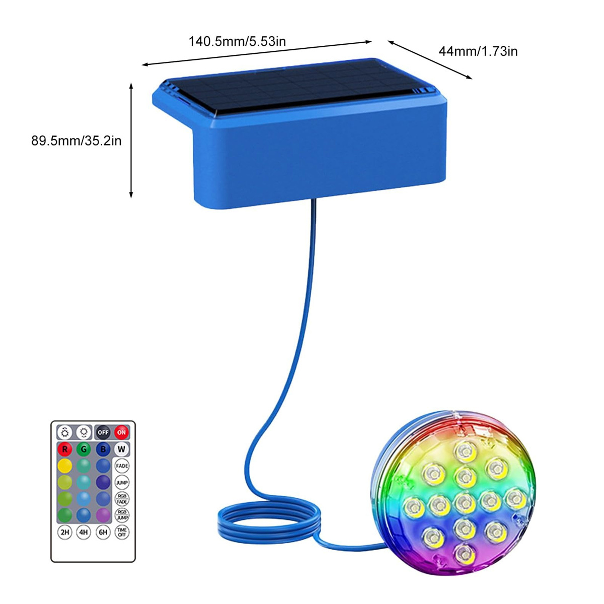 Underwater Solar Pool Light with Remote LED RGB IP68 Rechargeable Inground Swimming Pool Decoration Landscape Lighting Pond Art