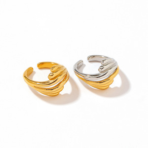 Stainless Steel Wings <b>Ring</b> 18k Gold Plated Geometric Shape Women's Fashion Jewelry Gift YR48 - Product Image 5