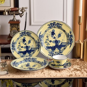 Service de table en porcelaine florale de style chinoiserie classique, couleur vert ou pêche, assiettes et tasses en céramique pour la décoration de la maison, vente en gros - Product Image 4