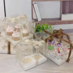 Transparent PET Gift Packaging <b>Box</b> for Christmas Wedding Party-2 4 6 12 Hole Cupcake <b>Folder</b> for Food Use - Product Image 2