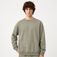Sweat-shirt à col rond en molleton brossé épais 350 GSM, coupe ample style vintage américain, pour homme, fabrication sous marque privée