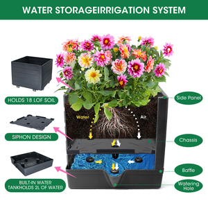 Vente flash : bac à plantes surélevé de grande taille, écologique, antirouille, gris, pour jardinage en petit espace, avec trous de drainage, en plastique - Product Image 2