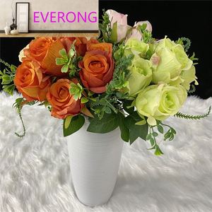 Fornitore Cinese: Fiore Artificiale <span class=keywords><strong>Rosa</strong></span> Zixia a 7 Teste con Colla, per Decorazioni Post-Funerarie - Product Image 5