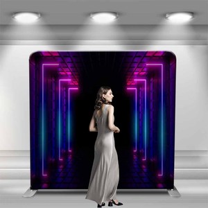 Индивидуальная печать 8x8ft инструмент бесплатно Портативный изогнутый рекламный выставочный наволочка Натяжные тканевые подставки для фона дисплей - Product Image 3