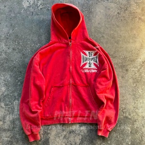 Sweatsuit Manufacturer Custom Heavyweight Oversized Acid Wash <b>Tracksuit</b> Red Baggy Sweatpants and Hoodies Set for Men - Product Image 2