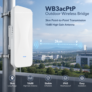 Pont WiFi5 extérieur 5,8 GHz 867 Mbps avec antenne 10 dBi, portée longue distance 3 km, point à point pour caméra de sécurité CCTV - Product Image 1