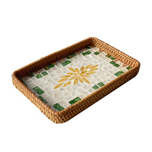 Handgemaakte natuurlijke rotan licht luxe retro opberg fruit schaal voor thuis woonkamer restaurant koffie dienblad dessert - Product Image 5