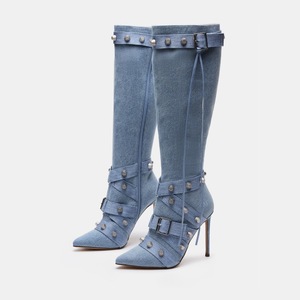 Bottes Femme en Nouveau Matériau à Bout Pointu, Talon Aiguille Designer, Bottes Hautes pour Femme 2024 - Product Image 5