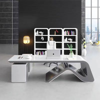 Bureau de direction de luxe en vente chaude, table de direction moderne, mobilier de bureau moderne, ensemble de bureau blanc