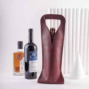 Pochette à vin personnalisée en cuir PU fait main, avec poignée, pour une bouteille, sac de transport portable, cadeaux de champagne, promotionnel - Product Image 3