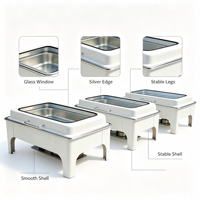 Chauffe-Plat Buffet de Luxe en Acier Inoxydable Effet Marbre Doré 6L, Chauffage à Vapeur, pour Restauration Commerciale et Hôtels, Ensemble de Présentation Alimentaire