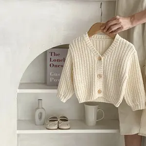 Engepapa Baby Thick Needle V-Neck Knitted Jacket Boy Long Sleeved Cardigan Sweater Baby Clothes