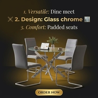 Ensemble de table et chaises de salle à manger rectangulaire moderne, table en verre, structure en fer, meubles de salle à manger blancs