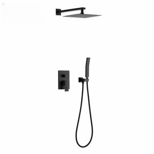 Grifo de ducha cuadrado oculto de 10 pulgadas con módem, juego de ducha de lluvia de baño de una sola función de latón negro, masaje de chorro suave - Product Image 2