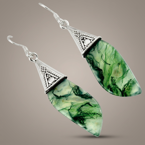 Pendientes de Plata de Ley 925 con Ágata Musgo en Forma de Serpiente, Estilo Étnico y Elegante, Joyería Fina para Bodas/Fiestas, Nuevo y Más Vendido - Product Image 3