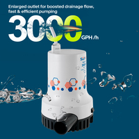 Pompa Bilge Aliran Tinggi Odavidai 2500 3000GPH 12V 24V DC Pompa Pembuangan Submersible 32mm untuk Kapal Laut dan Memancing