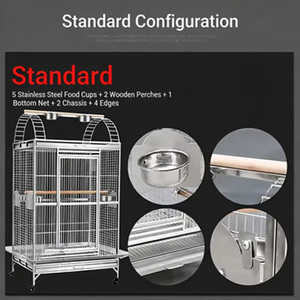 Cage à oiseaux de luxe en acier inoxydable, grande, écologique, pour toutes les saisons, avec <span class=keywords><strong>perchoir</strong></span> en bois et récipient à nourriture en acier inoxydable - Product Image 5