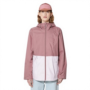 Veste à capuche pour femme, colorée, à manches longues, fermeture éclair, imperméable, en polyester, vêtements d'extérieur décontractés pour l'automne - Product Image 1