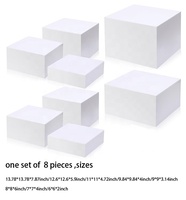 Ensemble Sur Mesure de 8 Présentoirs Blanches Carrés en Acrylique à 5 Faces pour Buffet, Dresseurs et Cubes Emboîtables pour Aliments
