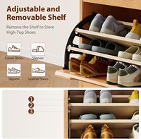 Meuble à chaussures étroit en bois massif WoodsWhisper, 3 tiroirs rabattables avec portes à lattes respirantes et capacité de 300 lb pour l'entrée.