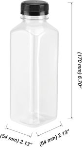Venta caliente 16 Oz Desechable Claro Grado Alimenticio Pet Plástico Cuadrado Jugo 500Ml Botella de bebida con tapa a prueba de manipulaciones - Product Image 2