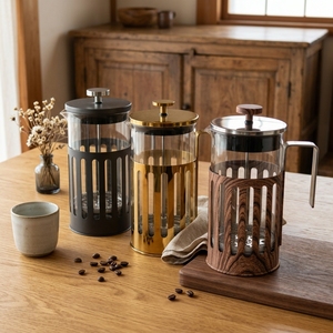 <span class=keywords><strong>Cafetera</strong></span> de Vidrio Borosilicato Resistente y Engrosado, Sistema de Filtración de 2 Niveles, Prensa Francesa de Acero Inoxidable - Product Image 1