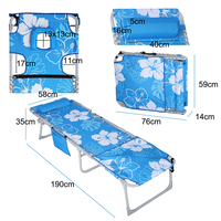 Chaise longue pliante d'extérieur personnalisée avec cadre en aluminium, inclinable manuellement, portable, pour la plage, avec coussin de tête
