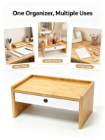 Organizador de Escritorio de Bambú Natural, Organizador de Cajones para Almacenamiento en Escritorio, Soporte para Suministros de Oficina, Mini Gabinete de Almacenamiento para Maquillaje
