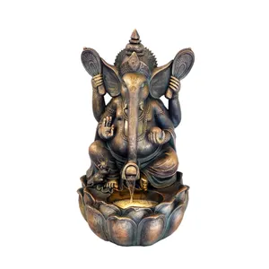 <span class=keywords><strong>Fontaine</strong></span> d'eau extérieure en résine, grand <span class=keywords><strong>Bouddha</strong></span>, Dieu Éléphant Ganesha en méditation, Vastu hindou - Product Image 1