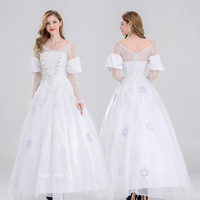 Robe blanche pour femme, costume de la Reine Alice au pays des merveilles