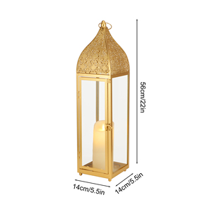 Nouvelle bougie en or lanterne Eid Mubarak lanterne Ramadan décoration de Table couleur or lanterne en métal pour la décoration de l'événement à la maison - Product Image 6