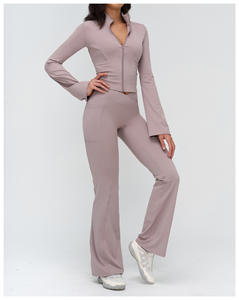 Conjunto de Yoga para Mujer con Sensación de Desnudez, Top de Cuello Alto con Cierre y Leggings, Ropa Deportiva para <span class=keywords><strong>Gimnasio</strong></span>, Correr, Fitness y Uso Casual - Product Image 6