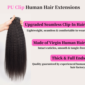 Extensioni di Capelli Umani Vergini Brasiliani con Clip, Lisci/Ricci, Lunghezza 12-30 Pollici, Migliorate, Senza Cuciture, Leggere, Confortevoli, Intatte - Product Image 4