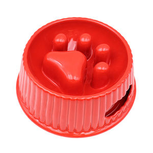 Bol en céramique surélevé pour chat et chien, fait main, écologique, rouge, pour une alimentation lente et saine, texture patte, sans plomb, pour intérieur, extérieur et voyage - Product Image 3