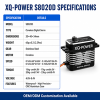Servomoteur de voiture RC 1/12 XQ-S8020D 20kg sans noyau numérique haute tension haute précision étanche avec engrenage en acier inoxydable 8.4V