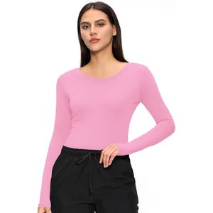FOXA Women <b>Long</b> <b>Sleeve</b> <b>Undershirt</b> Crew Neck 100% Cotton Breathable Comfort Tee For Scrubs - Product Image 5