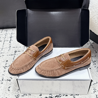 Chaussures bateau plates pour femmes et hommes, en cuir véritable patchwork, à lacets, bout plissé, semelle extérieure en caoutchouc antidérapante, légères