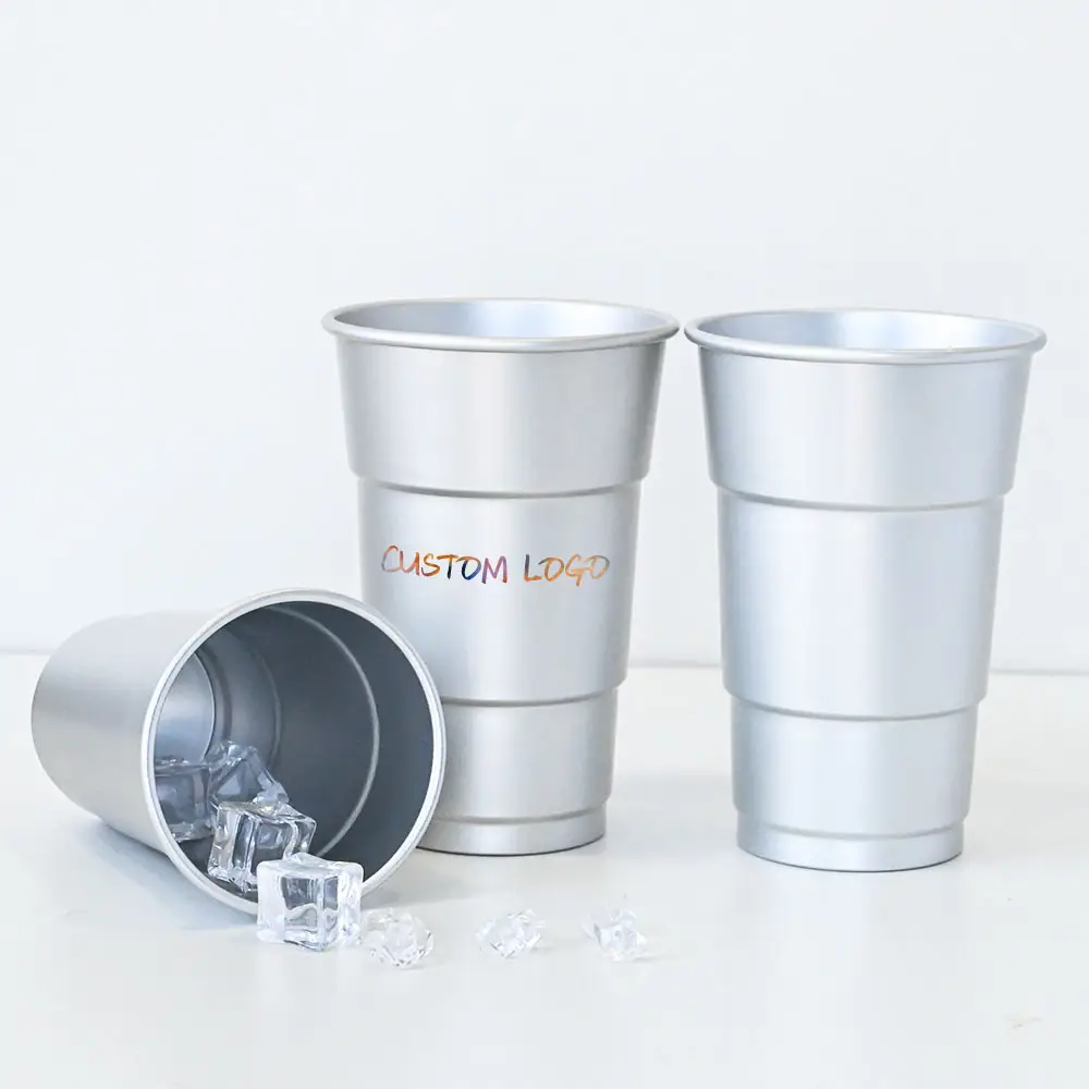 Gobelet à vin personnalisé recyclable de 500ml 16oz tasse tasse de fête gobelets à boisson froide en aluminium jetables