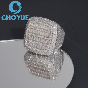 Anillo de Hombre con Incrustaciones de Moissanita, Plata de Ley 925, Joyería Hip Hop Personalizada, Anillo Cruzado con Diamantes de Moissanita VVS - Product Image 3