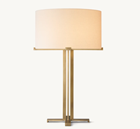 Lampe de table double en laiton de style Mid-Century Premium, simple, écologique, avec abat-jour en lin neutre surdimensionné E26, moderne, flexible pour la lecture