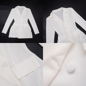 JS420 Abito Elegante da <span class=keywords><strong>Donna</strong></span>, Vestito Blazer Doppiopetto su Misura, Mini Abito Formale Slim-Fit da Ufficio per Donne - Product Image 5