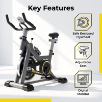 Sepeda Statis Rangka Baja 6KG Flywheel, Kompatibel dengan Aplikasi, Speaker, LCD, Kecepatan, Jarak, Kalori, ODO, Detak Jantung, 120KG, Sepeda Spinning