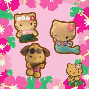 Entrega en 3-5 Días en EE. UU. Colección de Peluches Sanrio Hello Kitty Hawaii de 8 y 12 Pulgadas, Animal de Peluche Hello Kitty Marrón - Product Image 2
