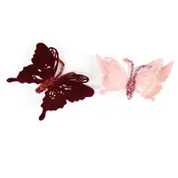 Artículo Artificial brillante, adorno de Clip de mariposa flocado para Navidad, guirnalda para fiesta de boda