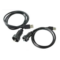 Câble d'extension USB industriel étanche en ABS, un extrémité mâle, deux fiches en caoutchouc protégées pour installation sur panneau