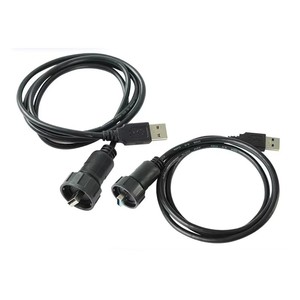 Câble d'extension USB industriel étanche en ABS, <span class=keywords><strong>un</strong></span> extrémité mâle, deux fiches en caoutchouc protégées pour installation sur panneau - Product Image 3