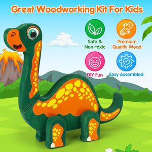 Bằng gỗ T-REX Craft Kit cho trẻ em 3-5 xây dựng trang trí khủng long Montessori STEM nghệ thuật unisex Quà Tặng bán buôn số lượng lớn - Product Image 5