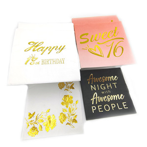 Custom Gold Foil Printed Paper Napkins 330mm Square Disposable For Birthday Wedding Party Three Layer Superior Quality - Product Image 2